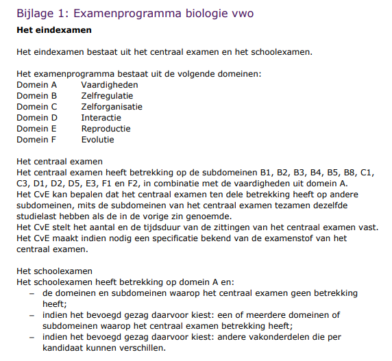 Voorbeeld van een examenprogramma