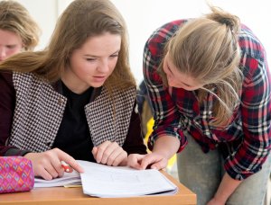 Docent en leerling examentraining bedrijfseconomie SSL